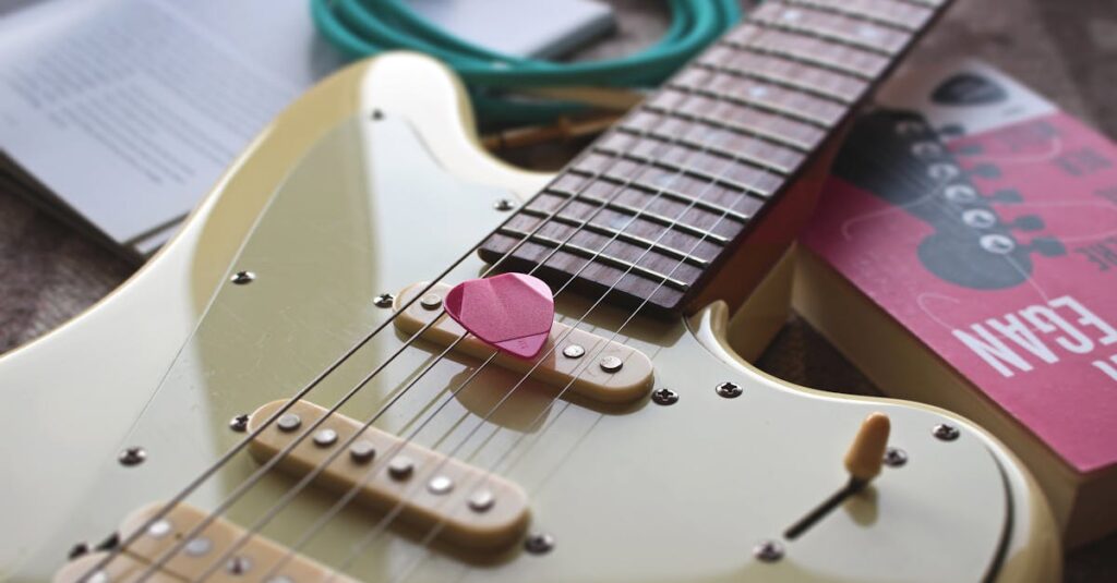 使用目的と合っていないチューナーを選んで後悔しているギタリストの様子。